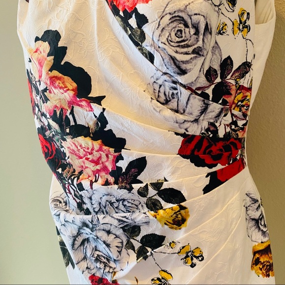 Adrianna Papell Faux Wrap Rose Floral Sheath dress - Picture 4 of 16